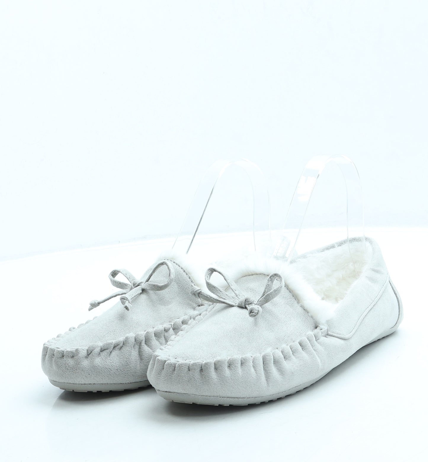 F&F Womens Grey Suede Slip On Slipper UK 39
