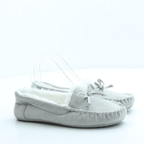 F&F Womens Grey Suede Slip On Slipper UK 39