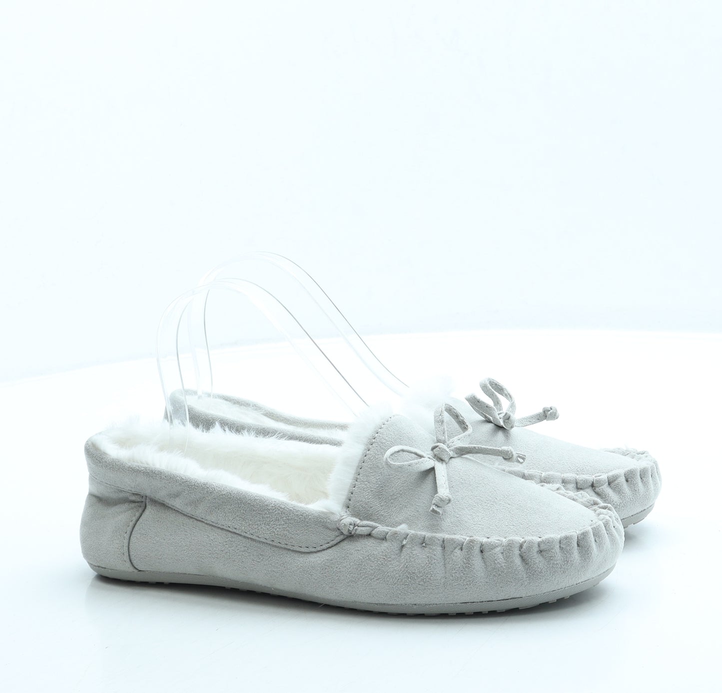 F&F Womens Grey Suede Slip On Slipper UK 39