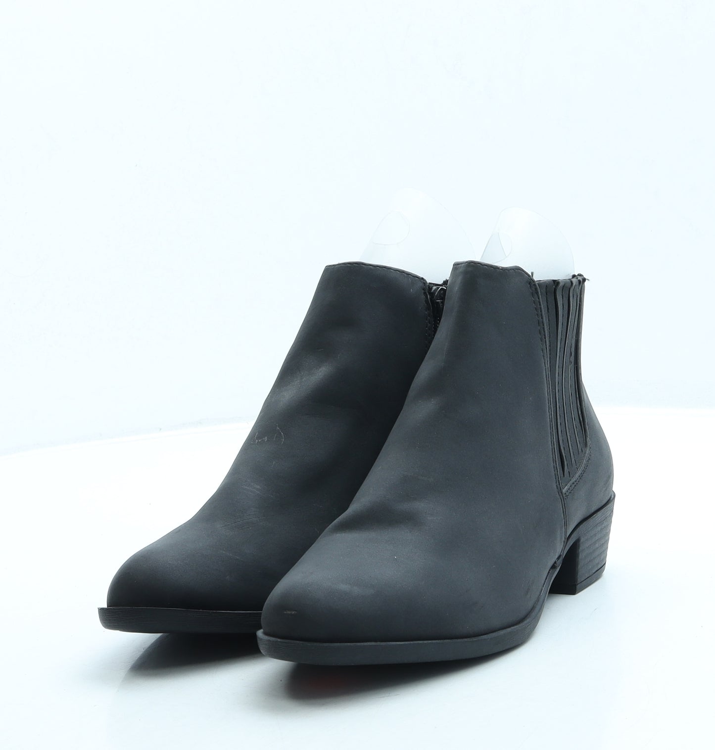 Papaya Womens Black Leather Bootie Boot UK 5 38 - Wide Fit
