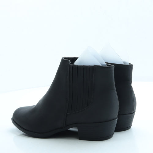 Papaya Womens Black Leather Bootie Boot UK 5 38 - Wide Fit