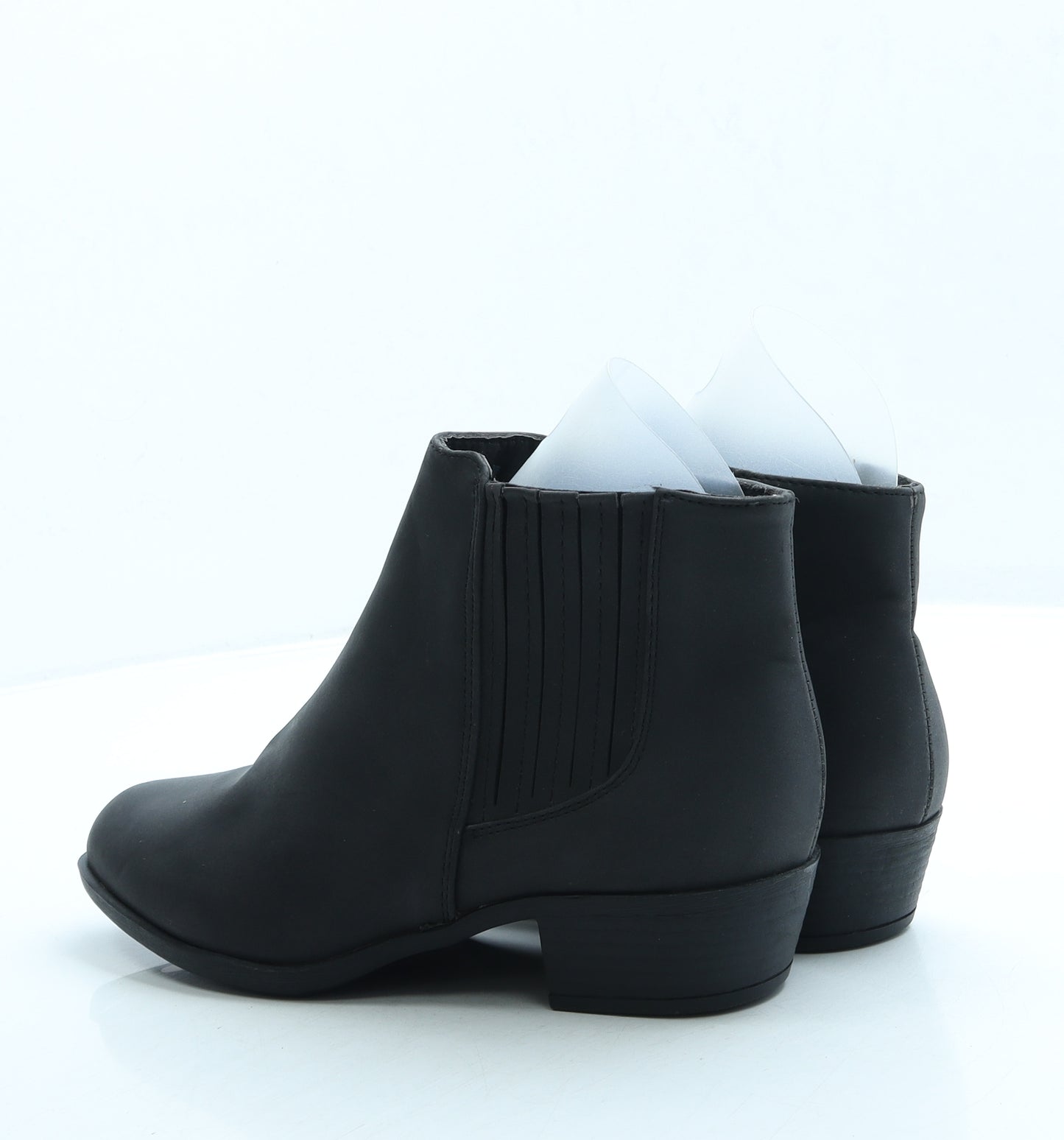 Papaya Womens Black Leather Bootie Boot UK 5 38 - Wide Fit