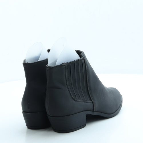 Papaya Womens Black Leather Bootie Boot UK 5 38 - Wide Fit