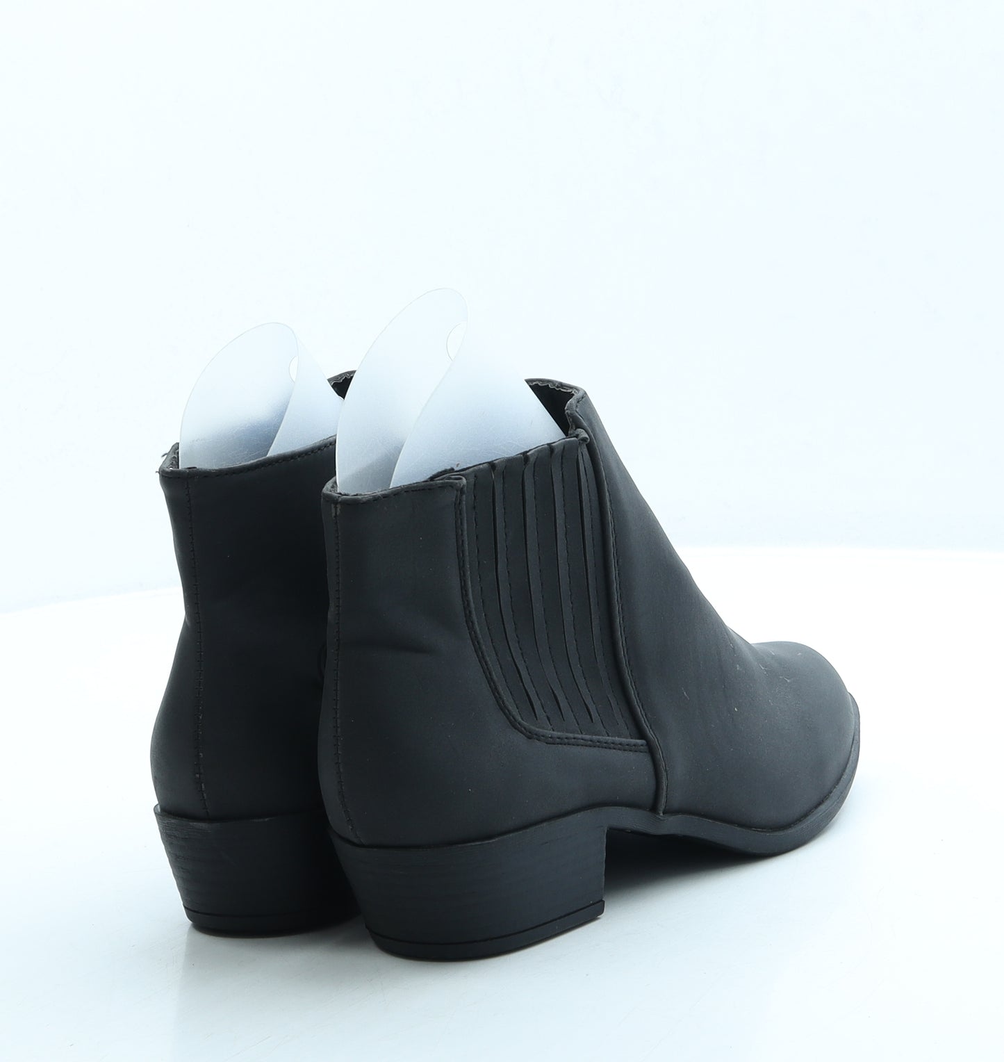 Papaya Womens Black Leather Bootie Boot UK 5 38 - Wide Fit