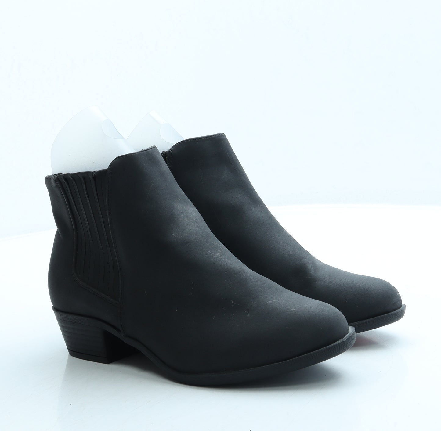 Papaya Womens Black Leather Bootie Boot UK 5 38 - Wide Fit