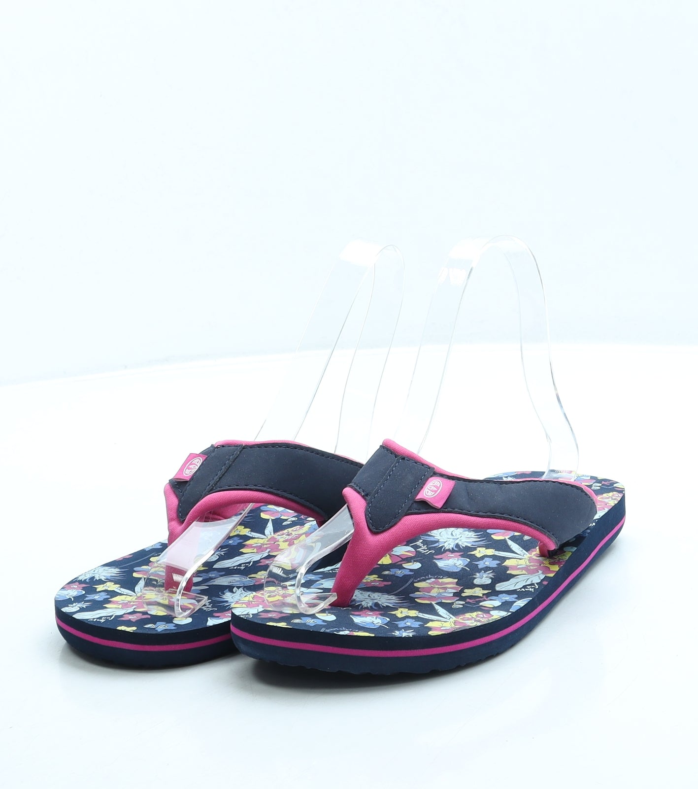 Animal Girls Blue Floral Polyester Thong Sandal UK 3