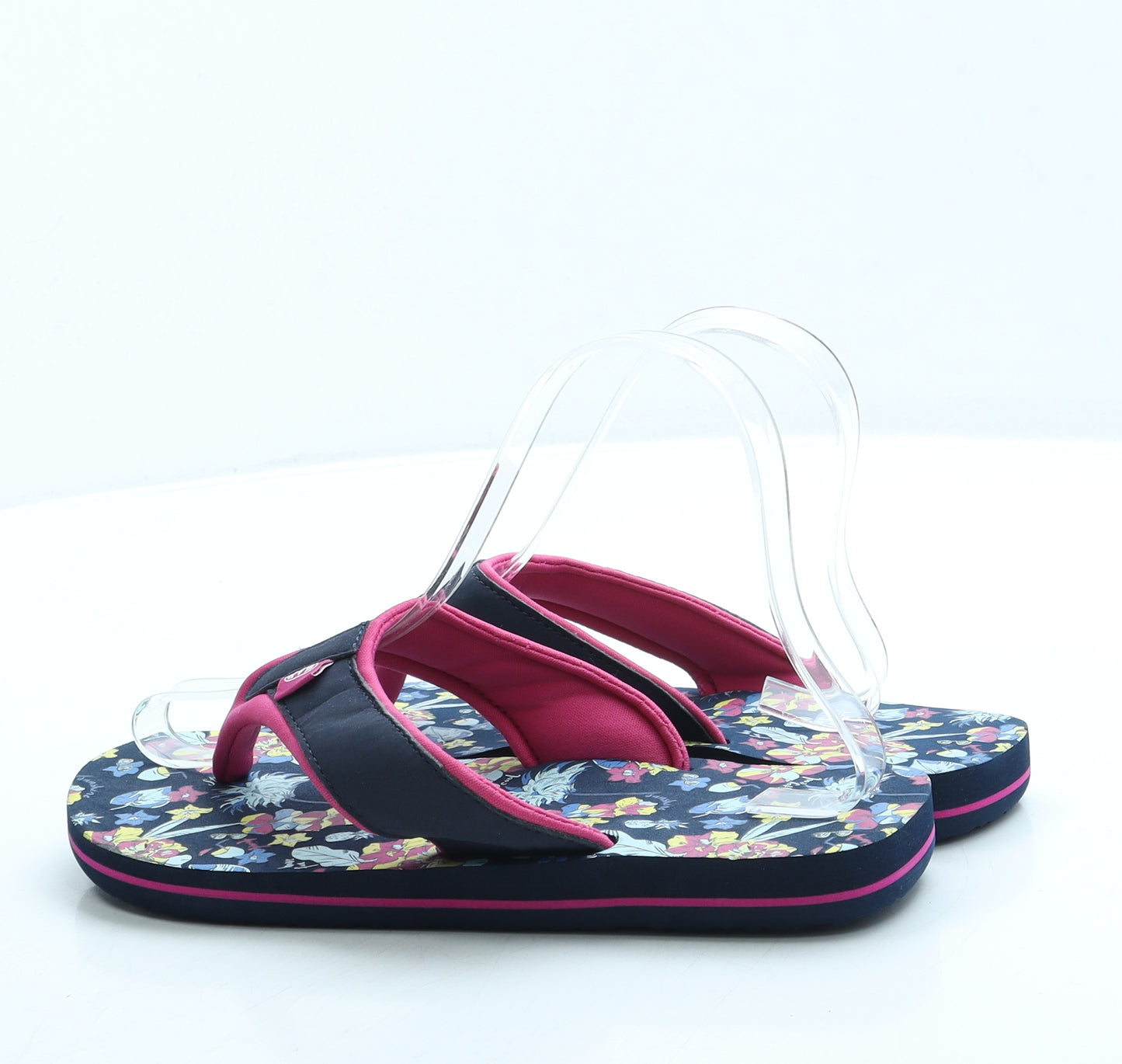 Animal Girls Blue Floral Polyester Thong Sandal UK 3