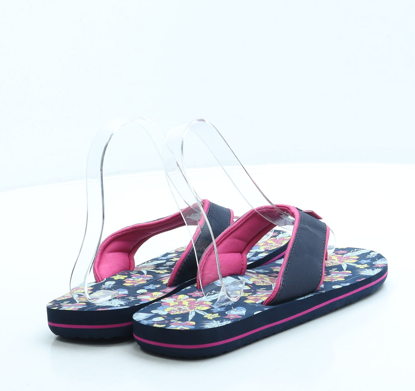 Animal Girls Blue Floral Polyester Thong Sandal UK 3