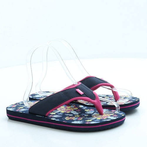 Animal Girls Blue Floral Polyester Thong Sandal UK 3