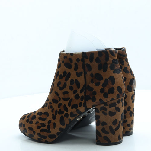 Topshop Womens Brown Animal Print Faux Fur Bootie Boot UK 7 40