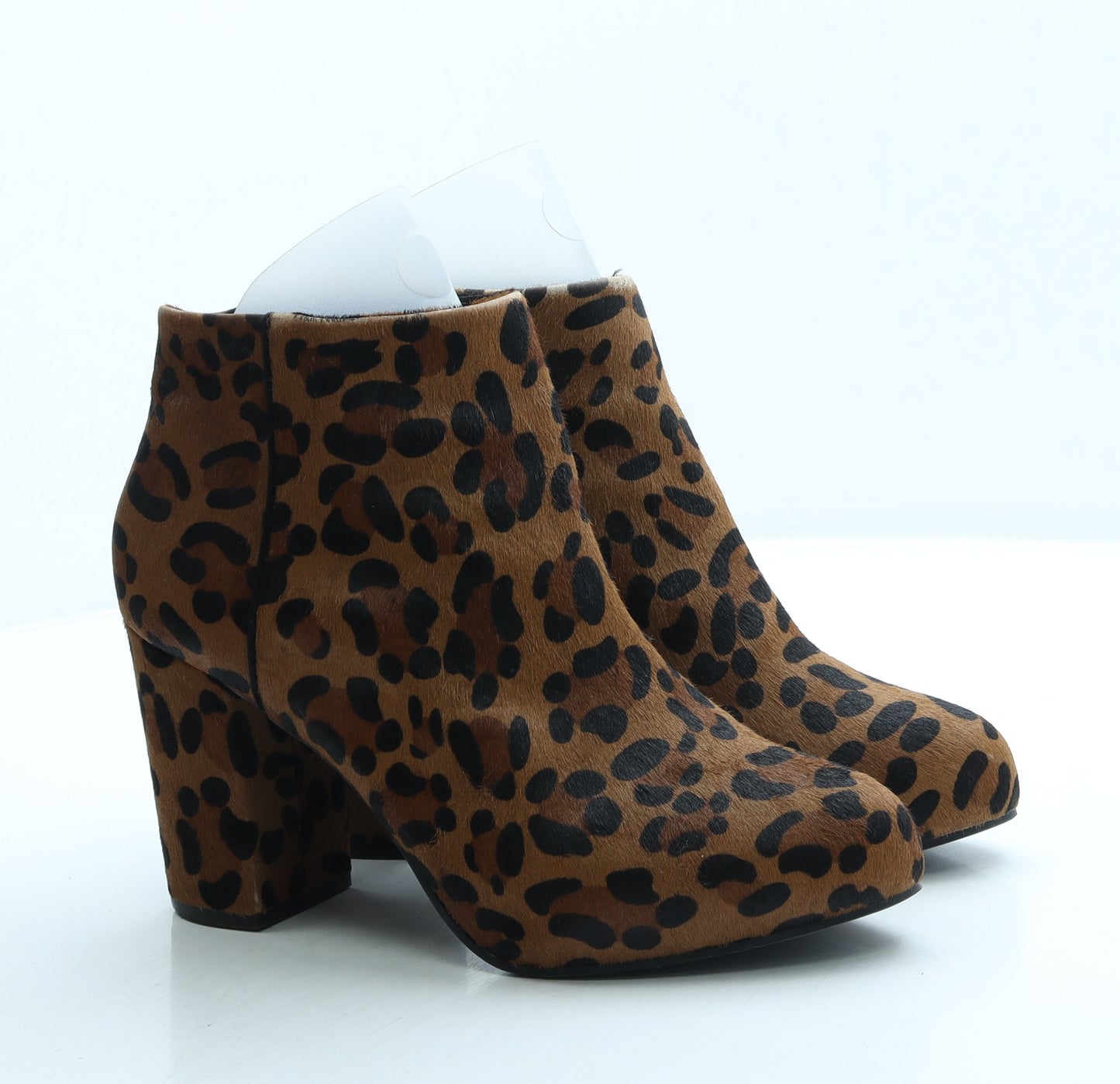 Topshop Womens Brown Animal Print Faux Fur Bootie Boot UK 7 40