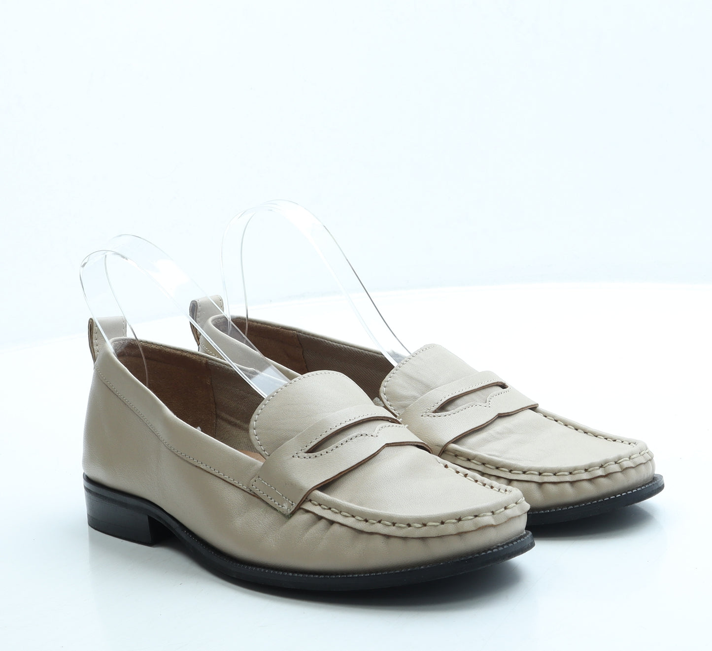 NEXT Womens Beige Leather Loafer Flat UK 5.5 38.5