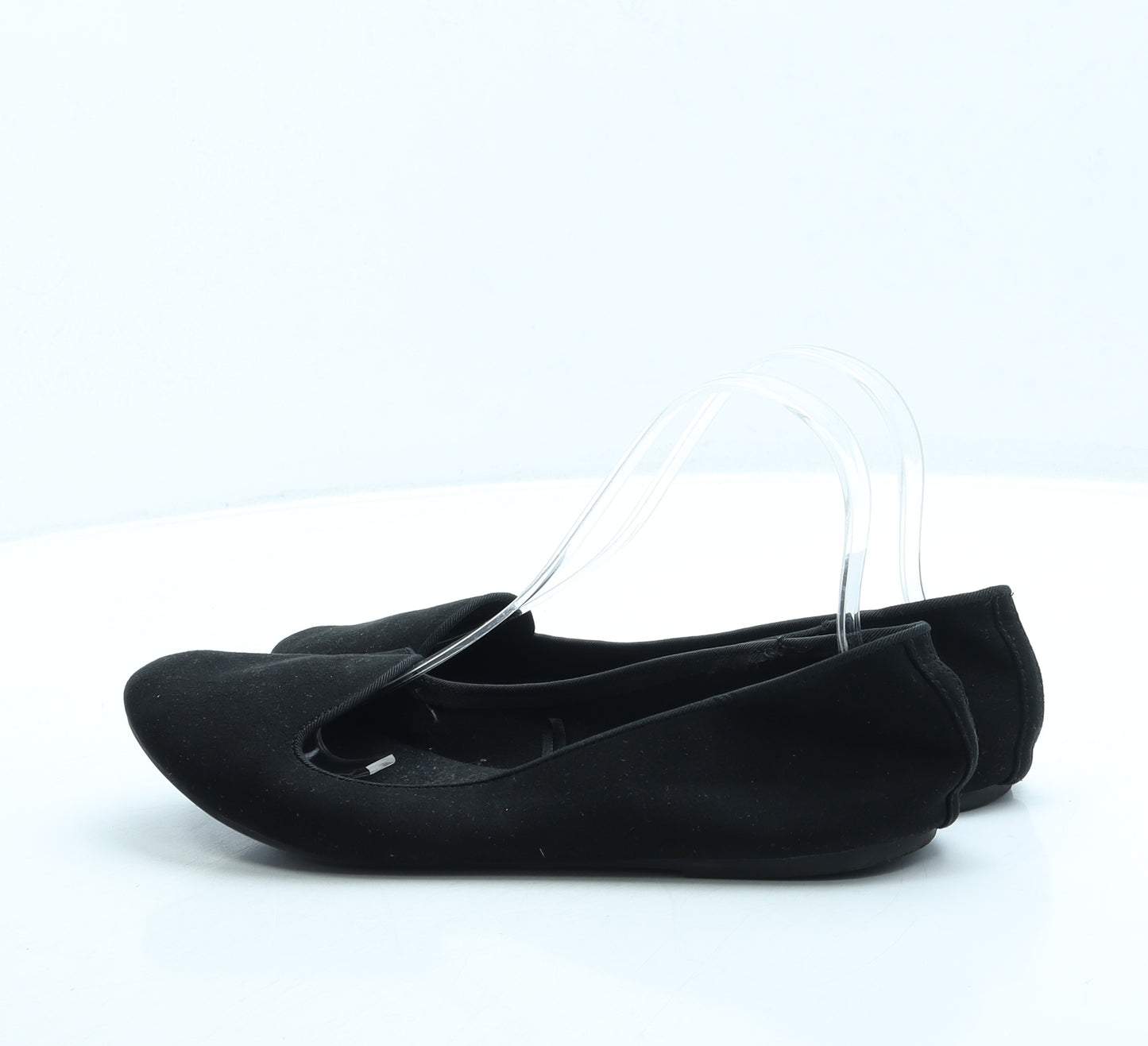George Womens Black Polyester Slip On Flat UK 7 41