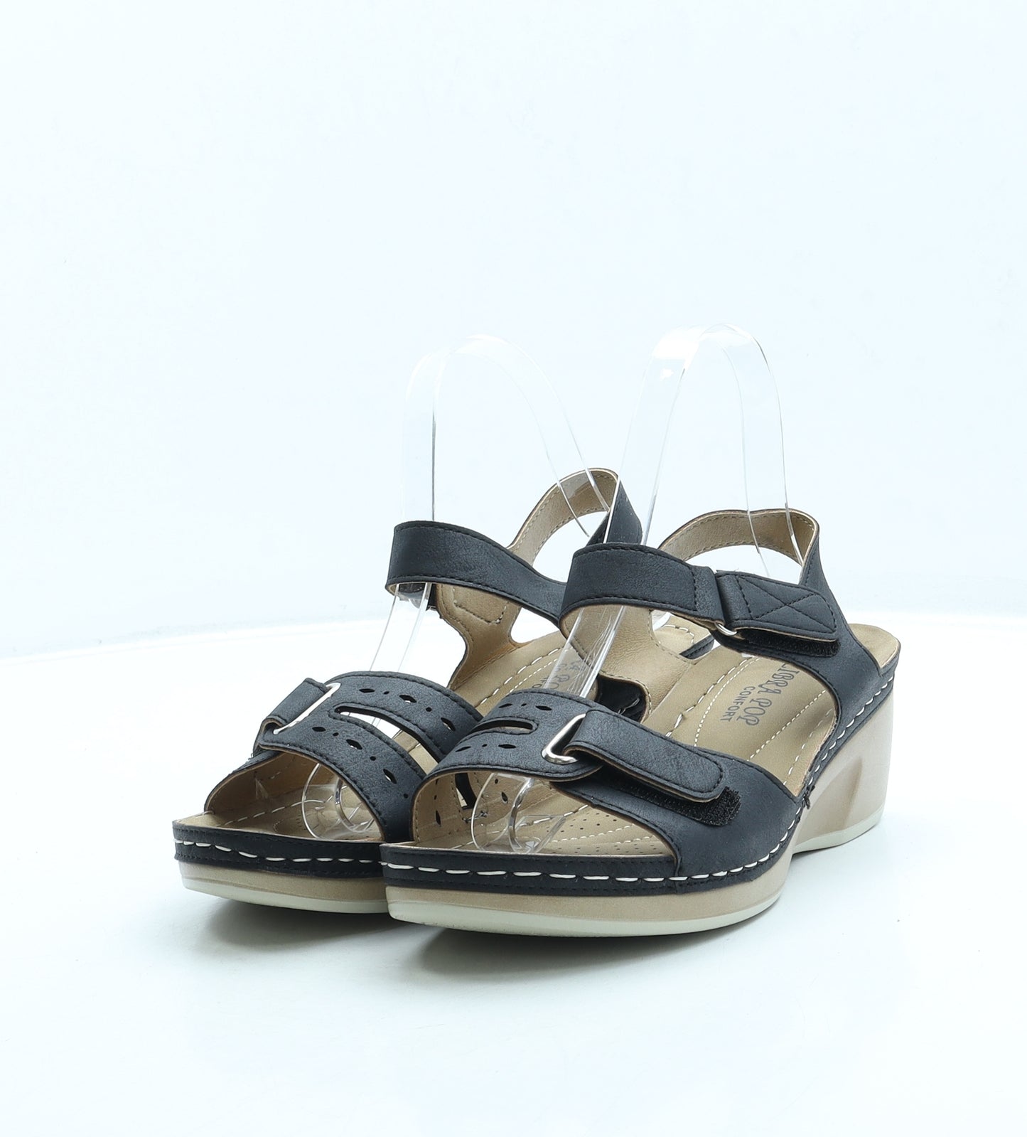 Libra Pop Womens Blue Leather Strappy Heel UK 6 39