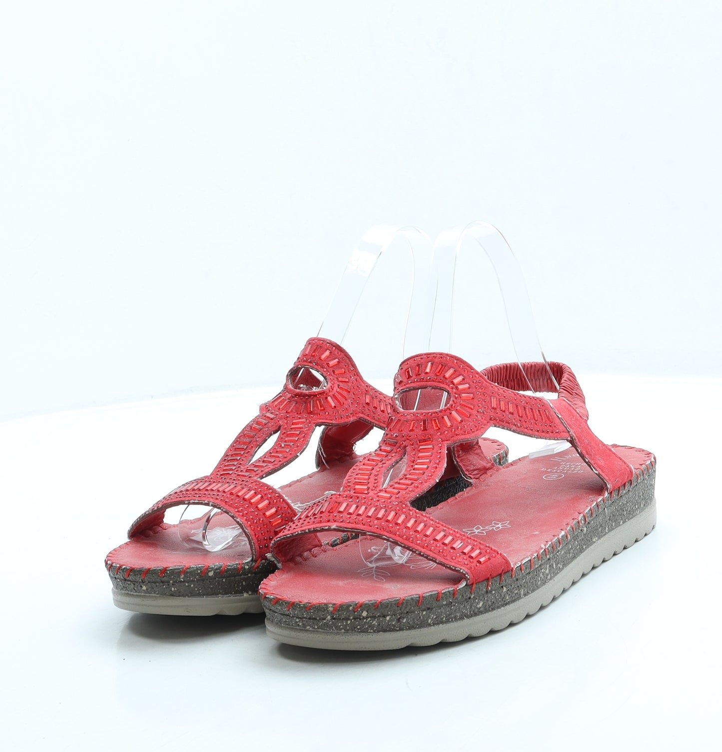 H. Valentina Womens Red Leather Slingback Sandal UK 7 41