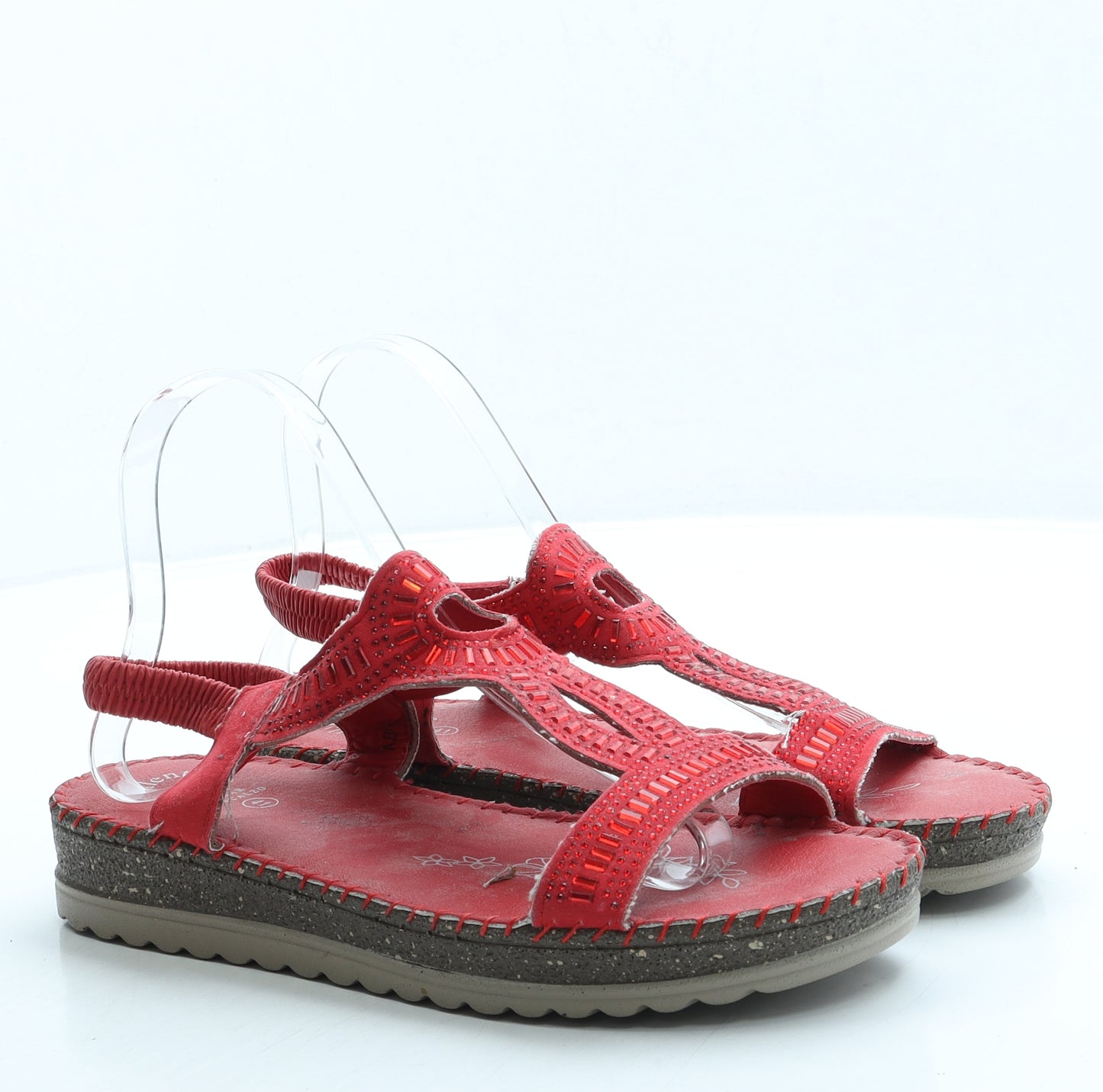 H. Valentina Womens Red Leather Slingback Sandal UK 7 41