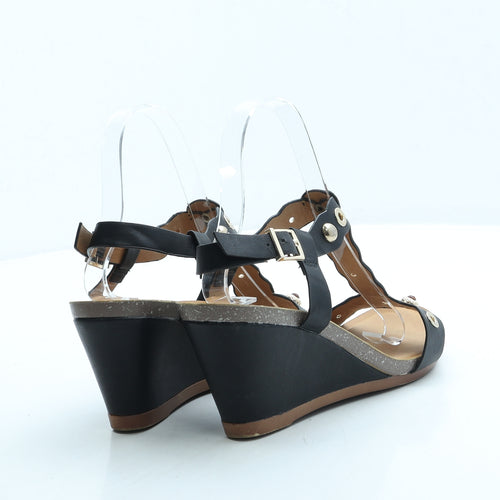 Preworn Womens Black Leather Slingback Heel UK 5 38