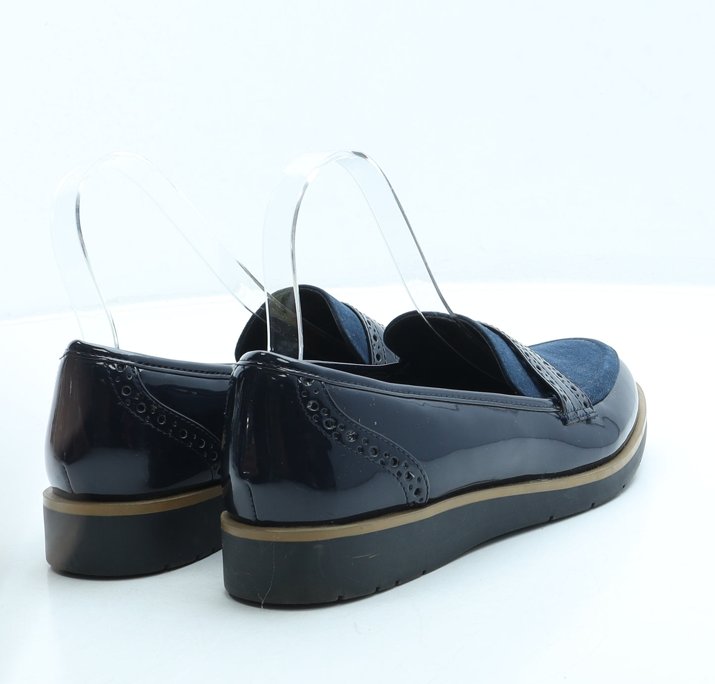 NEXT Womens Blue Leather Loafer Flat UK 5 38 - Wide Fit