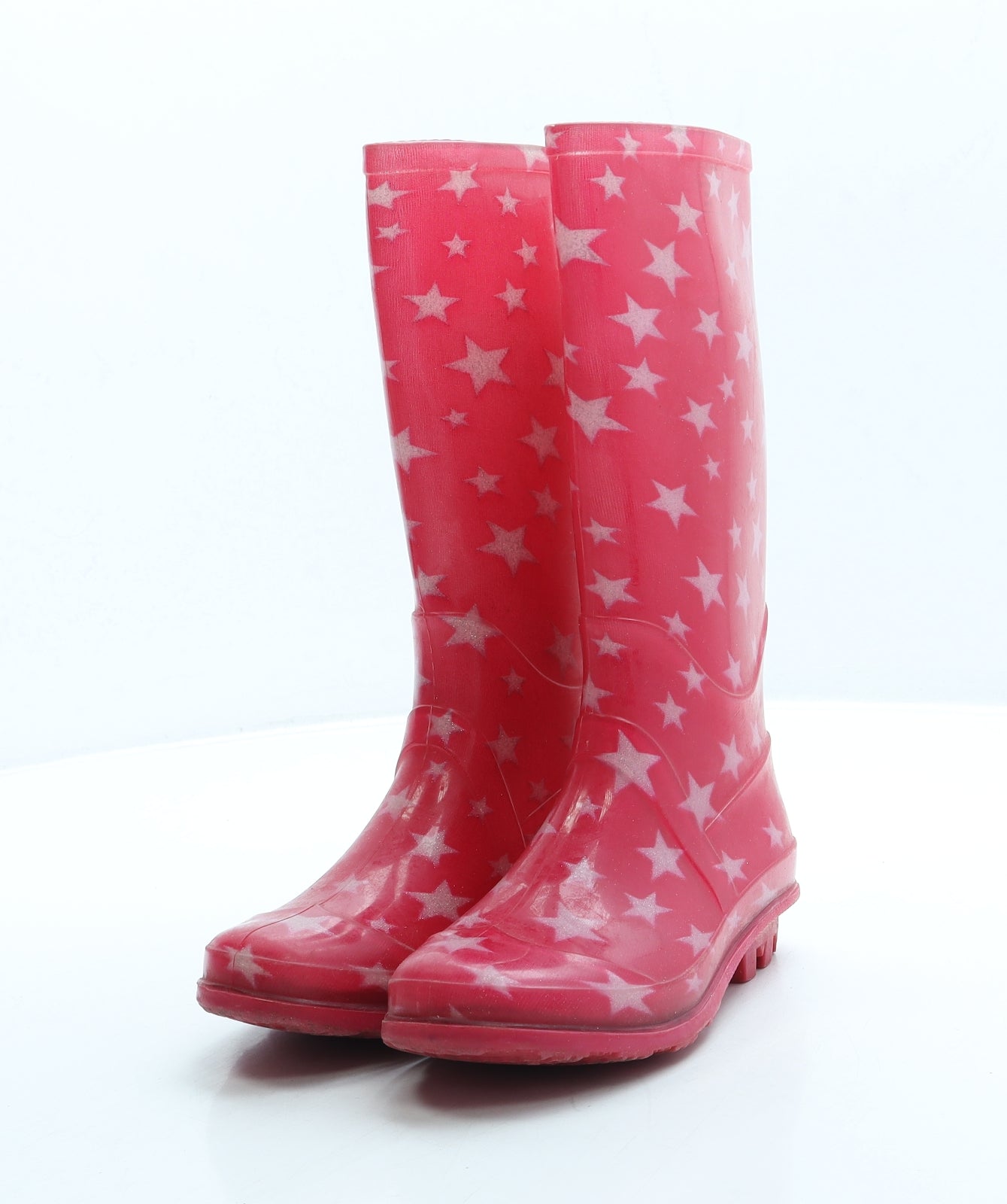 F&F Girls Pink Geometric Rubber Wellies Boot UK 12 31 - Stars