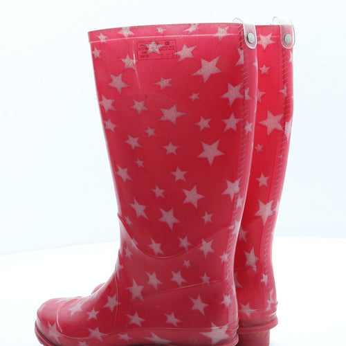F&F Girls Pink Geometric Rubber Wellies Boot UK 12 31 - Stars