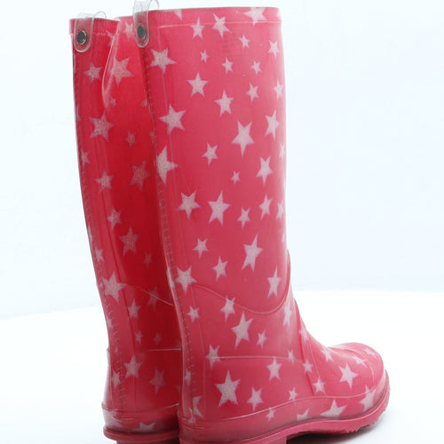 F&F Girls Pink Geometric Rubber Wellies Boot UK 12 31 - Stars