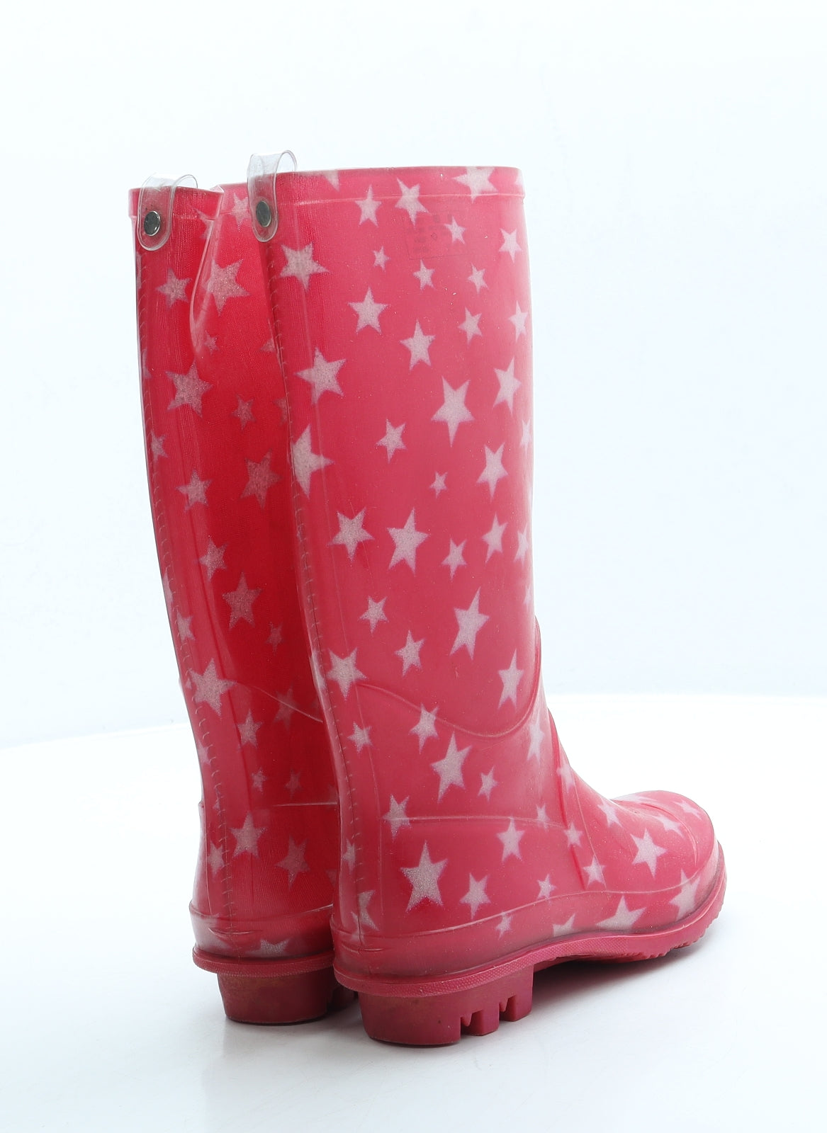 F&F Girls Pink Geometric Rubber Wellies Boot UK 12 31 - Stars