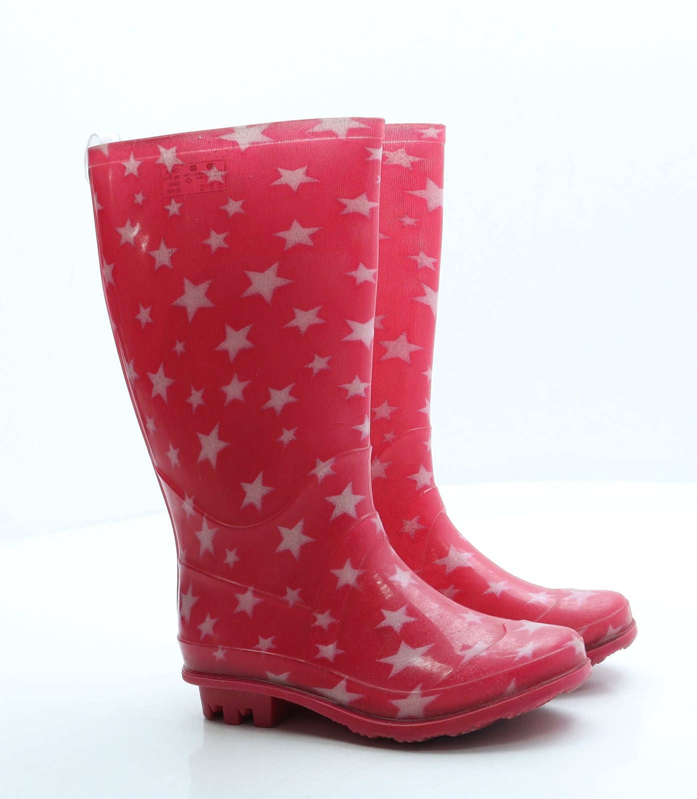 F&F Girls Pink Geometric Rubber Wellies Boot UK 12 31 - Stars