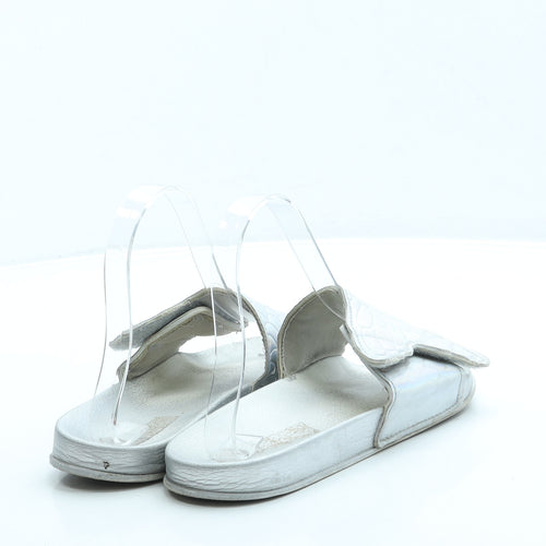 Preworn Girls Silver Polyester Slider Sandal UK 2 - Mermaid tail
