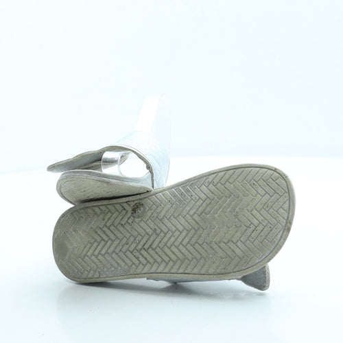 Preworn Girls Silver Polyester Slider Sandal UK 2 - Mermaid tail