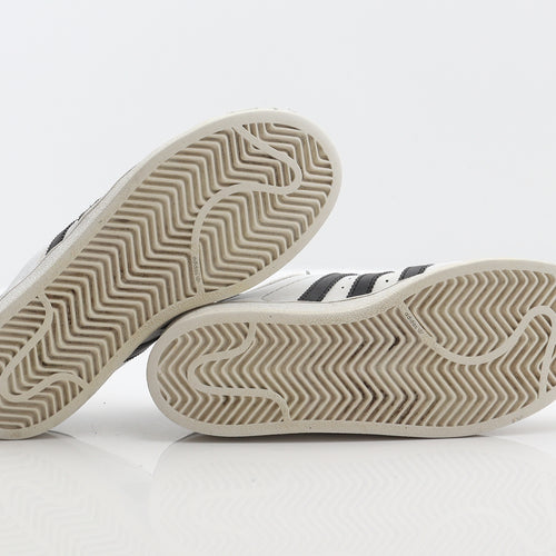 adidas Boys White Striped Synthetic Trainer UK 2 - Superstar