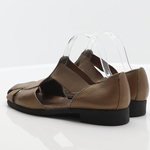 FootGlove Womens Gold Leather Strappy Sandal UK 5