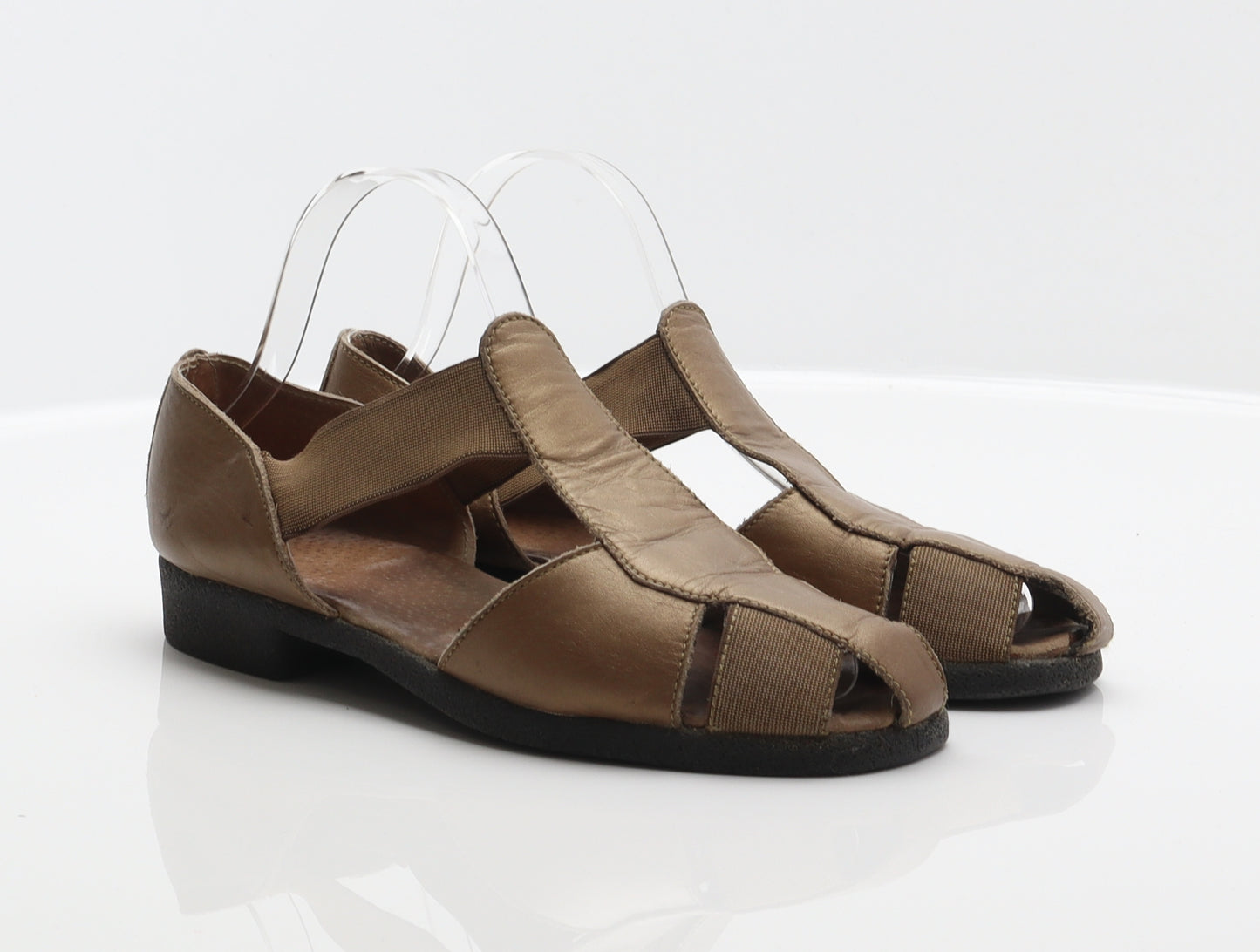 FootGlove Womens Gold Leather Strappy Sandal UK 5