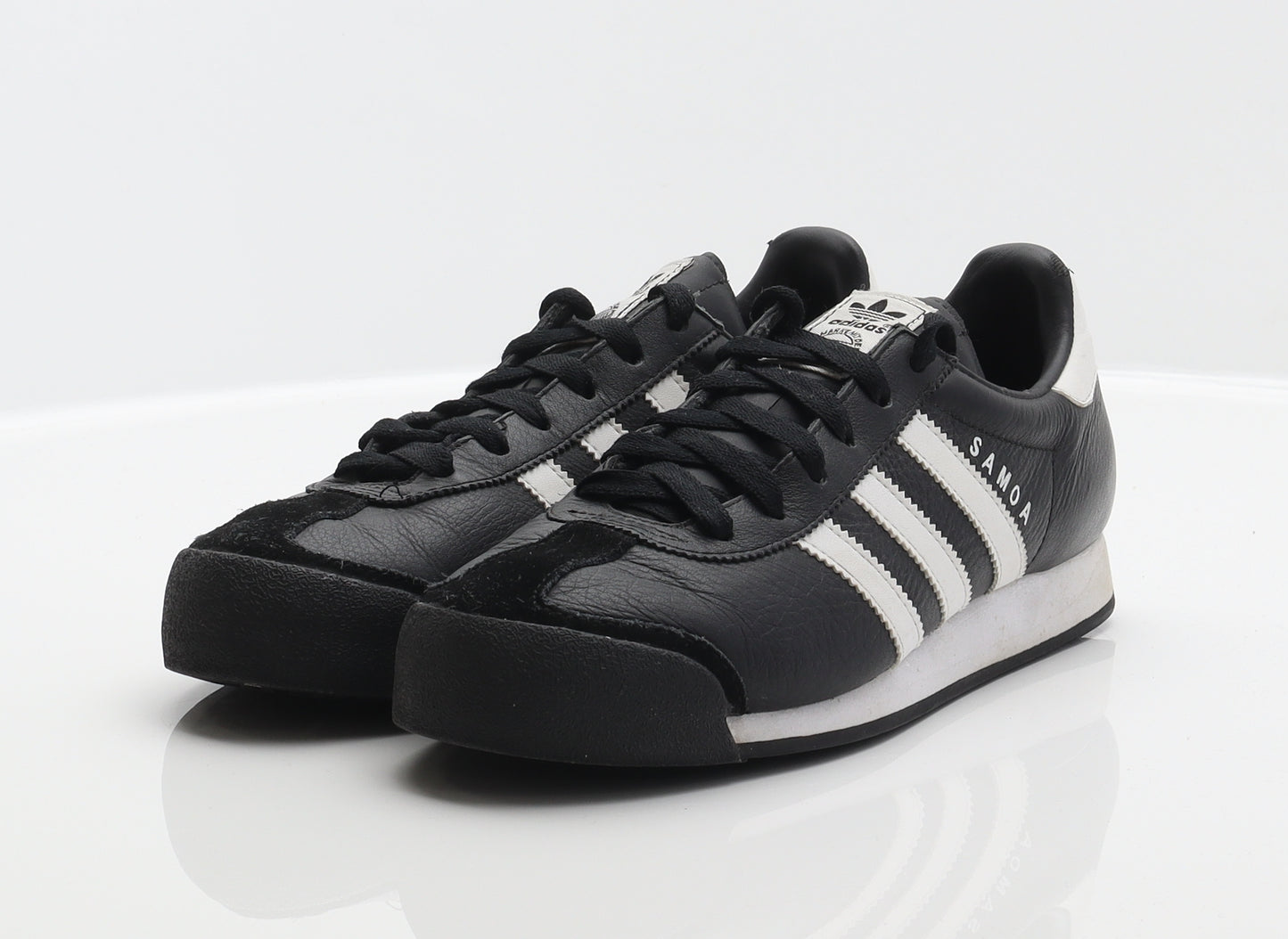 adidas Womens Black Striped Leather Trainer UK 6 - Samoa