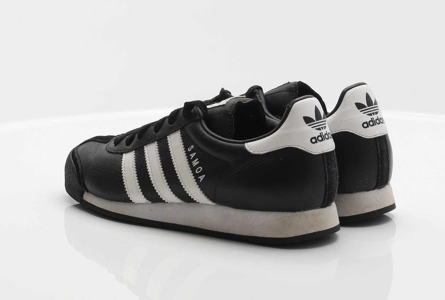 adidas Womens Black Striped Leather Trainer UK 6 - Samoa