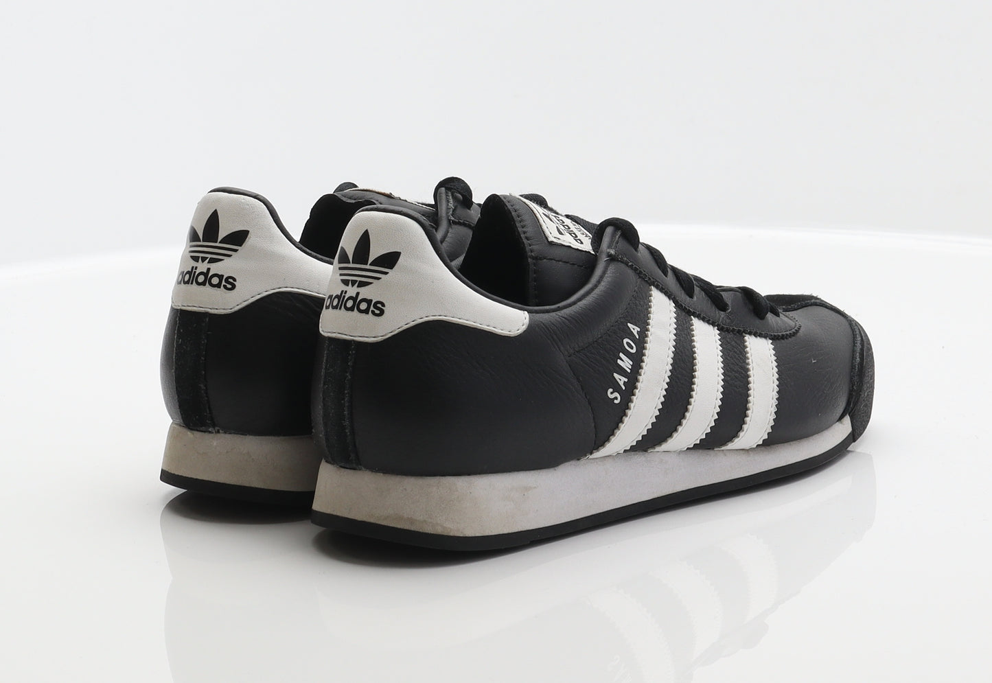 adidas Womens Black Striped Leather Trainer UK 6 - Samoa