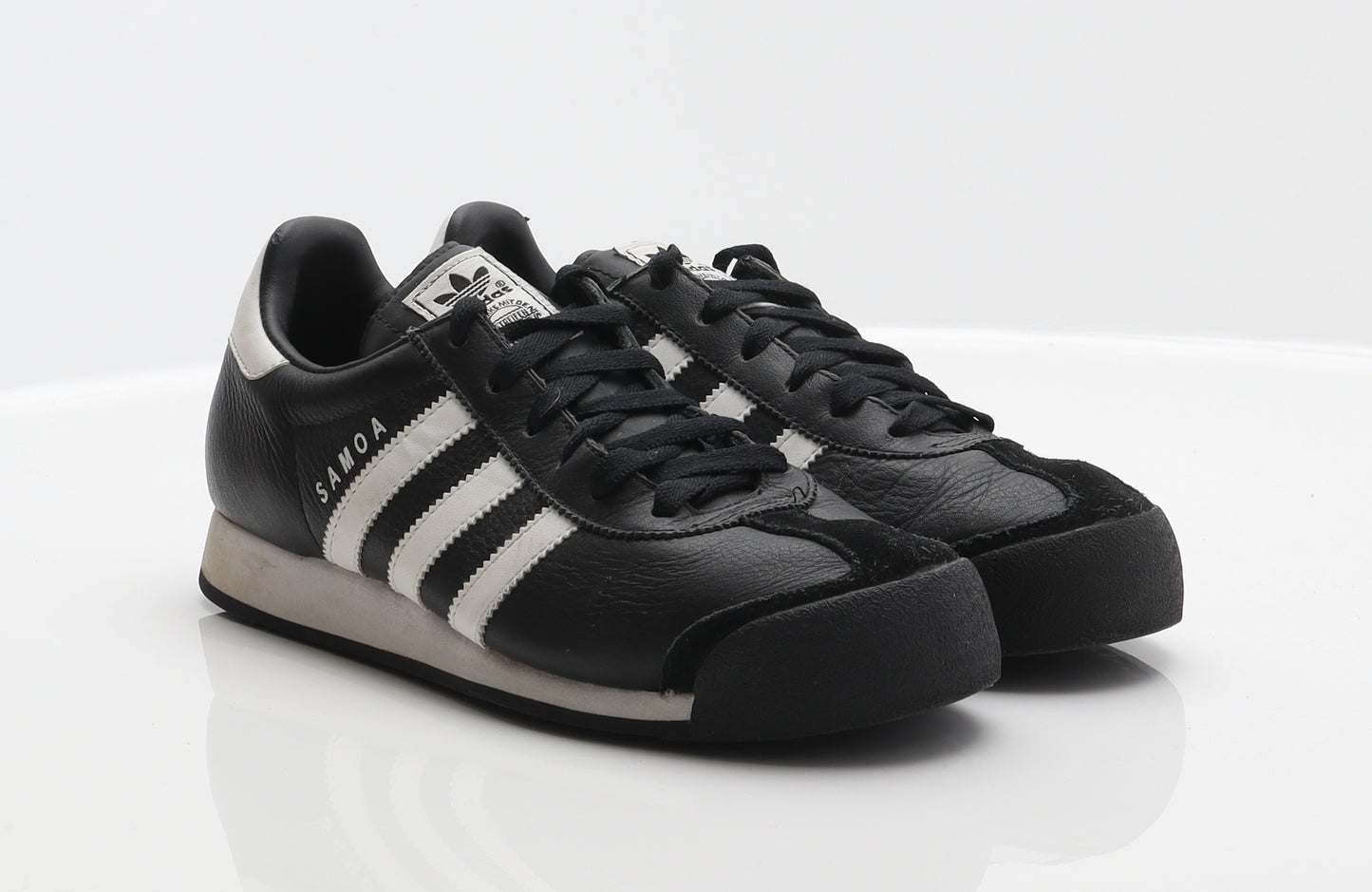 adidas Womens Black Striped Leather Trainer UK 6 - Samoa