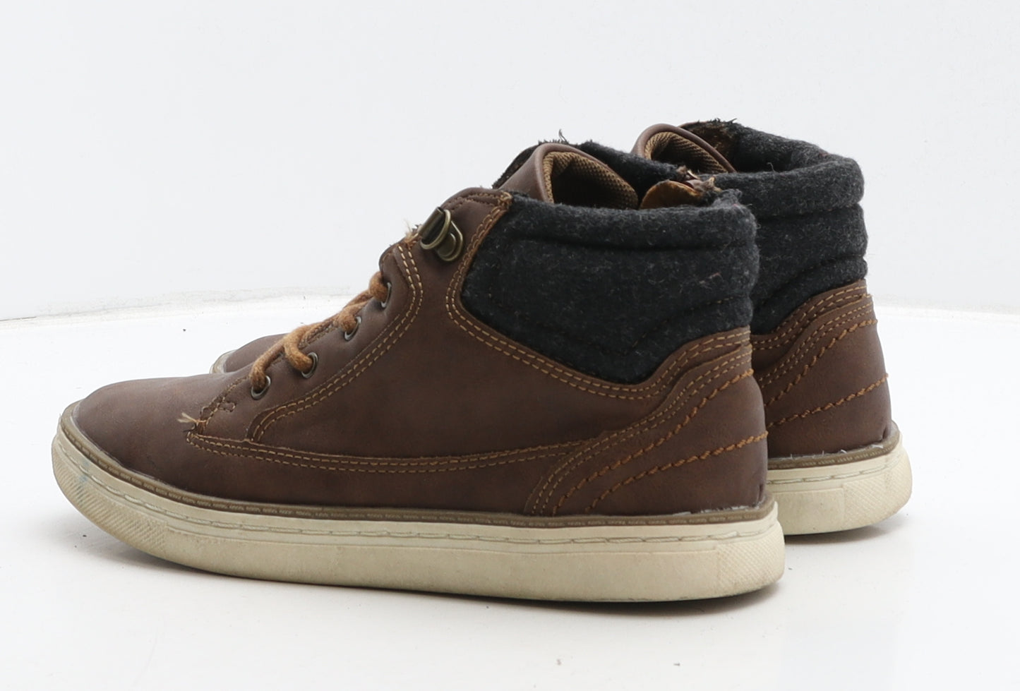 NEXT Boys Brown Leather Combat Boot UK 3 35