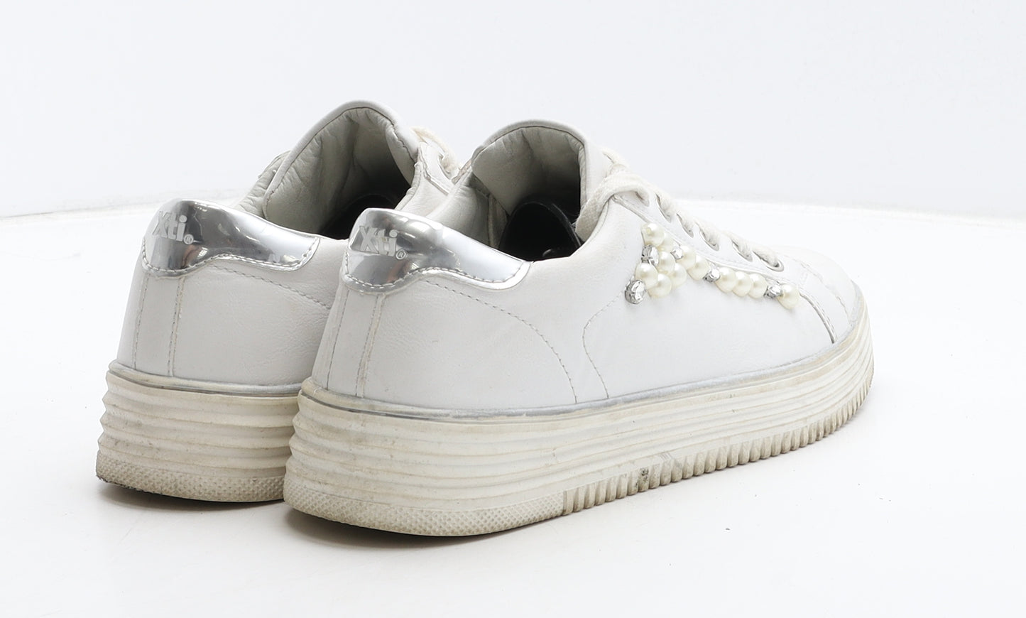 Xti Womens White Leather Trainer Casual UK 6 39