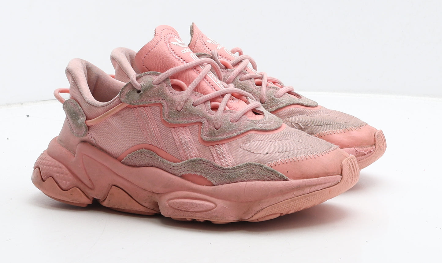 adidas Womens Pink Striped Fabric Trainer UK 3 35.5