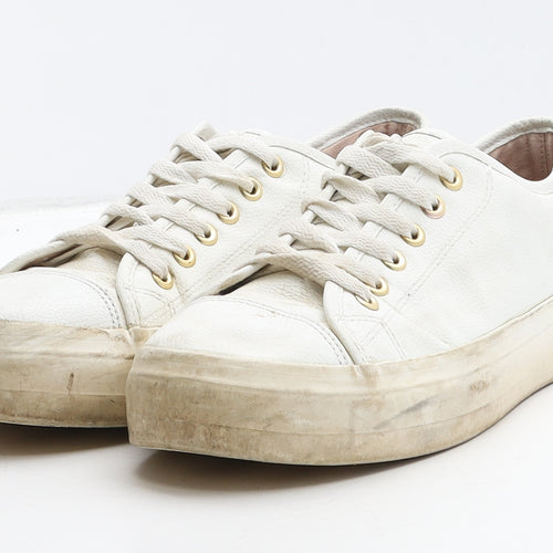 F&F Mens White Leather Trainer UK 7 41