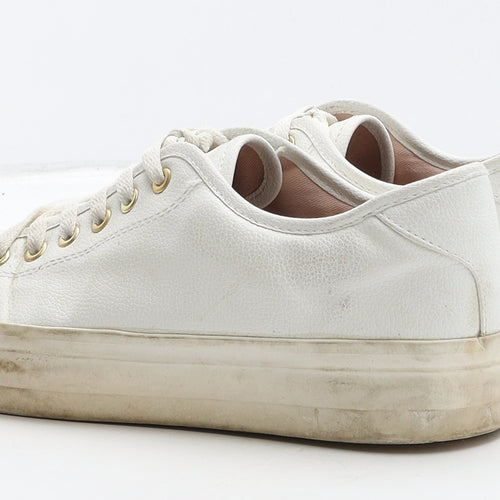 F&F Mens White Leather Trainer UK 7 41