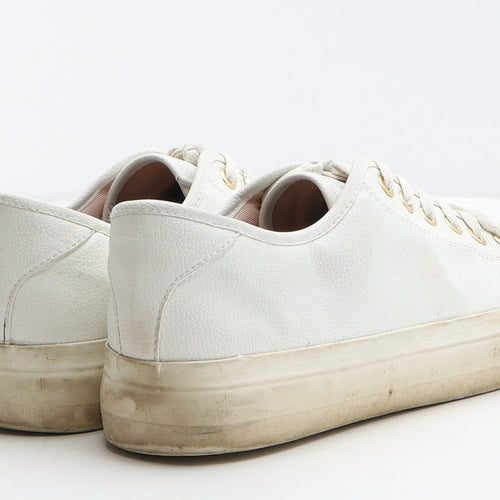 F&F Mens White Leather Trainer UK 7 41