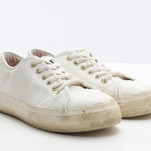 F&F Mens White Leather Trainer UK 7 41