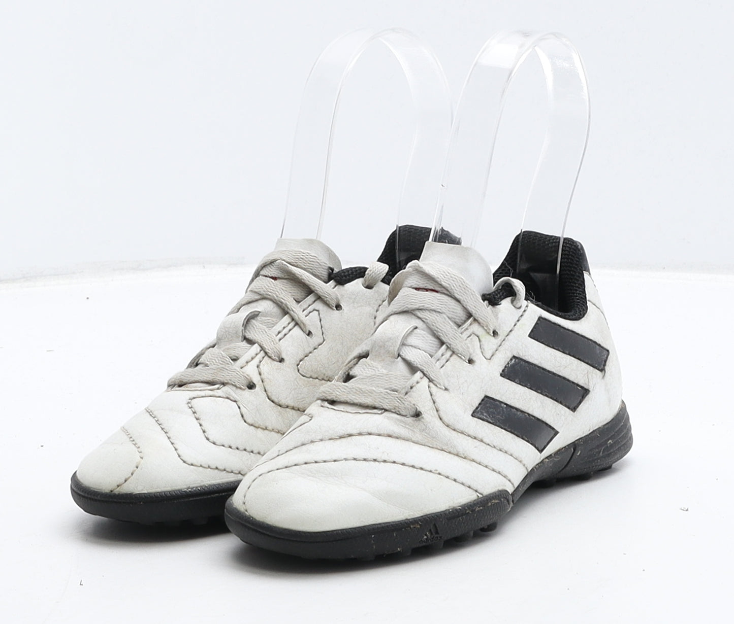 adidas Boys White Striped Leather Trainer UK 10 28 - Astro turf boots