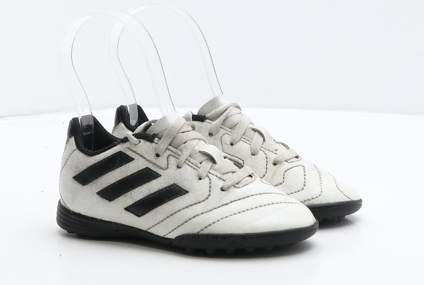 adidas Boys White Striped Leather Trainer UK 10 28 - Astro turf boots