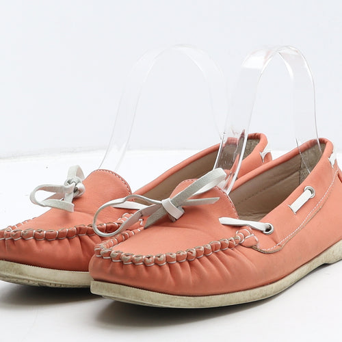 Preworn Womens Orange Leather Loafer Casual UK 5 38
