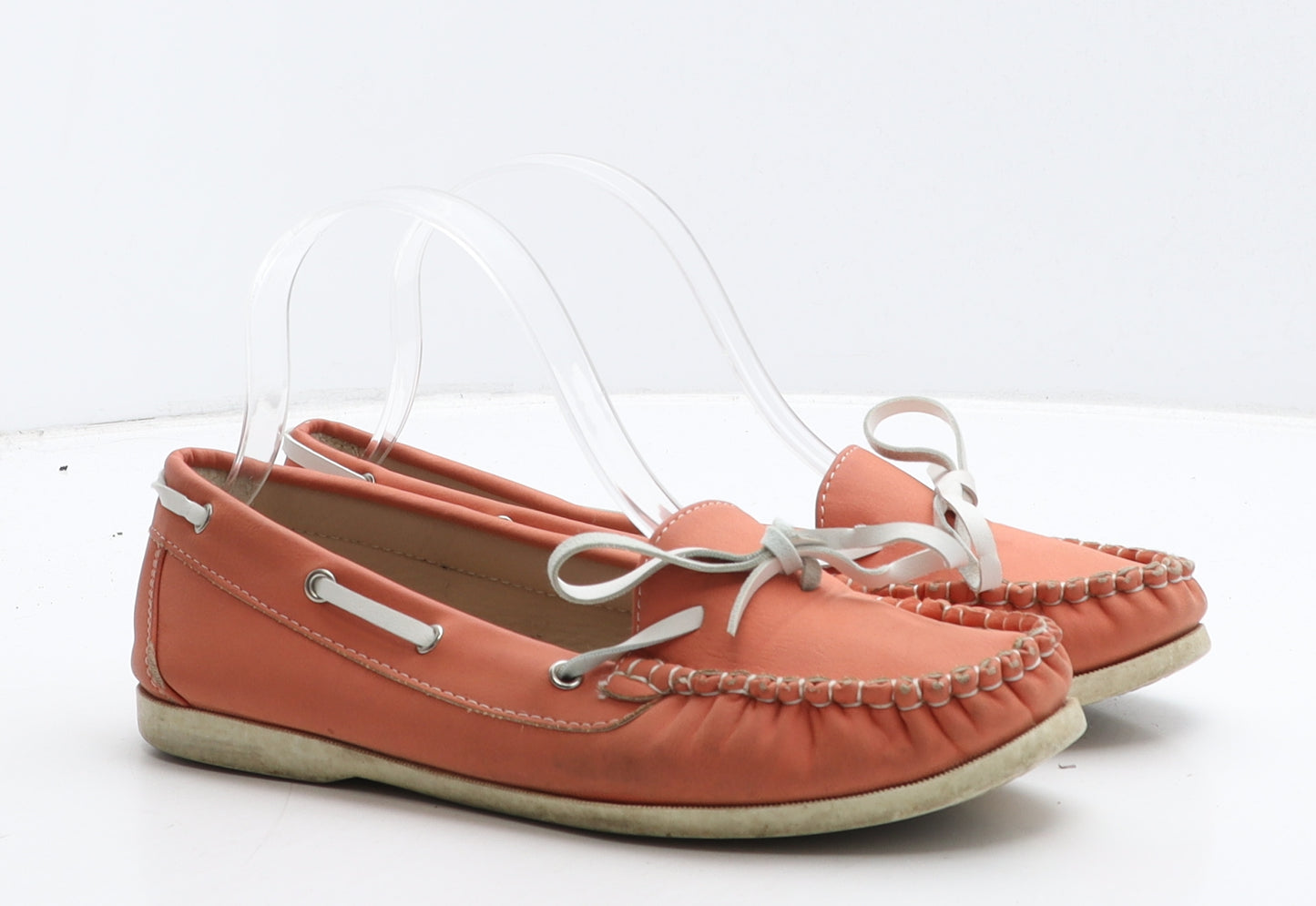 Preworn Womens Orange Leather Loafer Casual UK 5 38