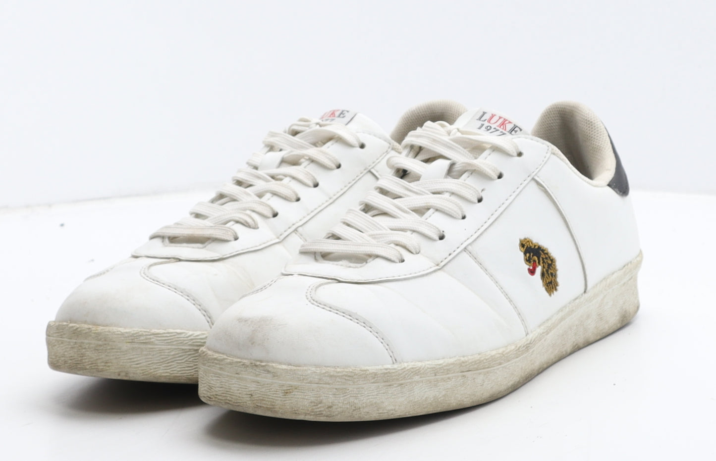Luke 1977 Mens White Leather Trainer Casual UK 8