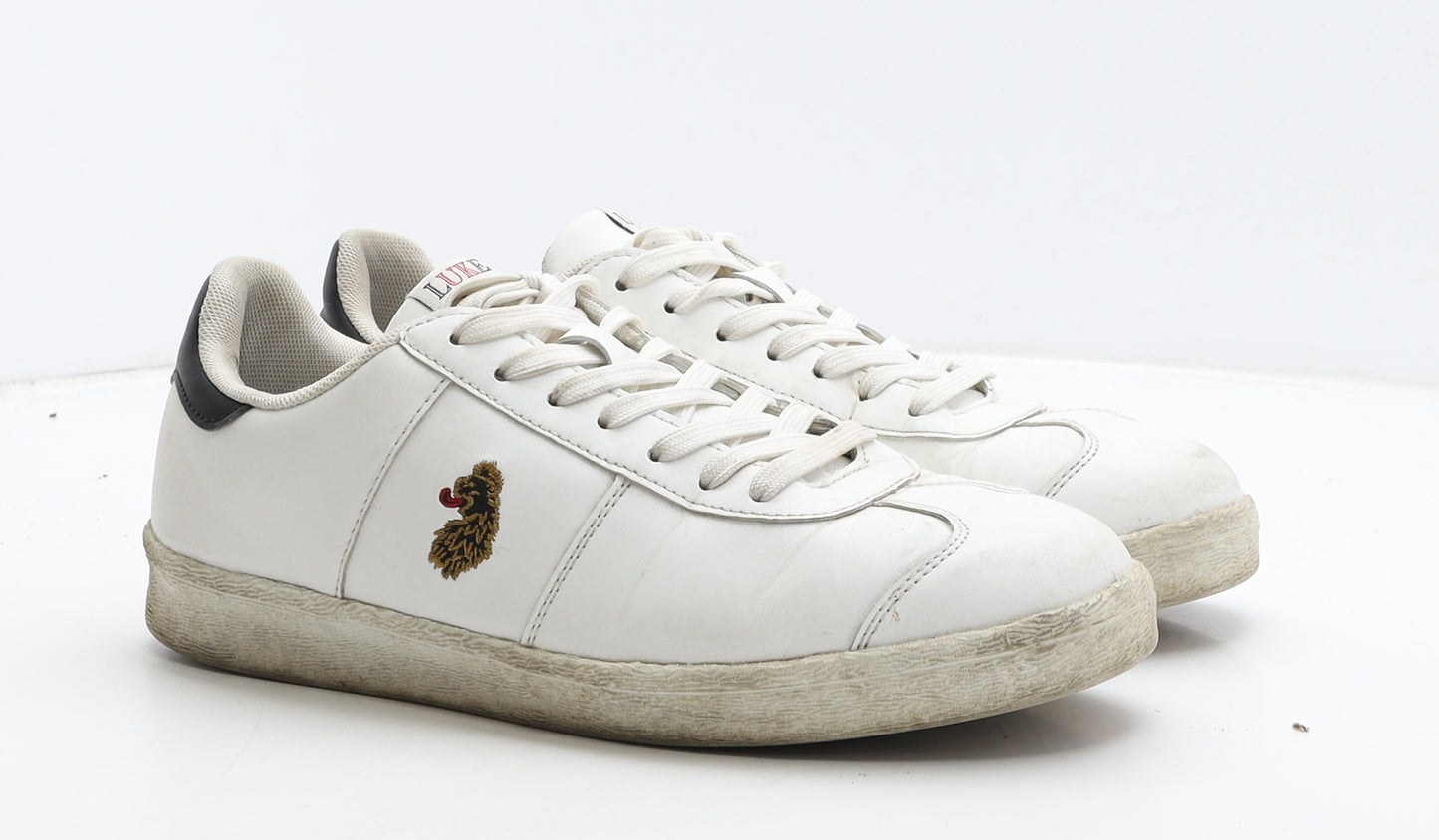 Luke 1977 Mens White Leather Trainer Casual UK 8