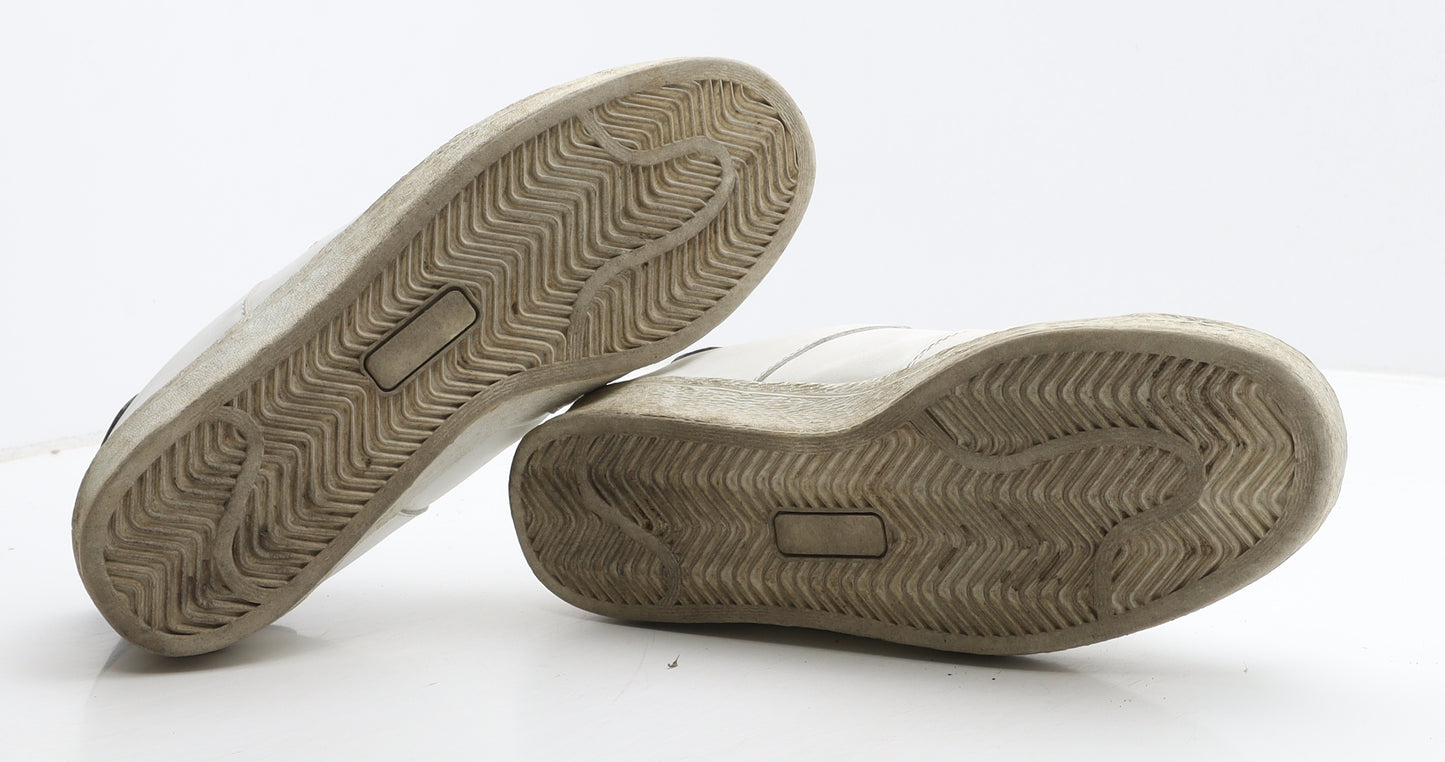 Luke 1977 Mens White Leather Trainer Casual UK 8